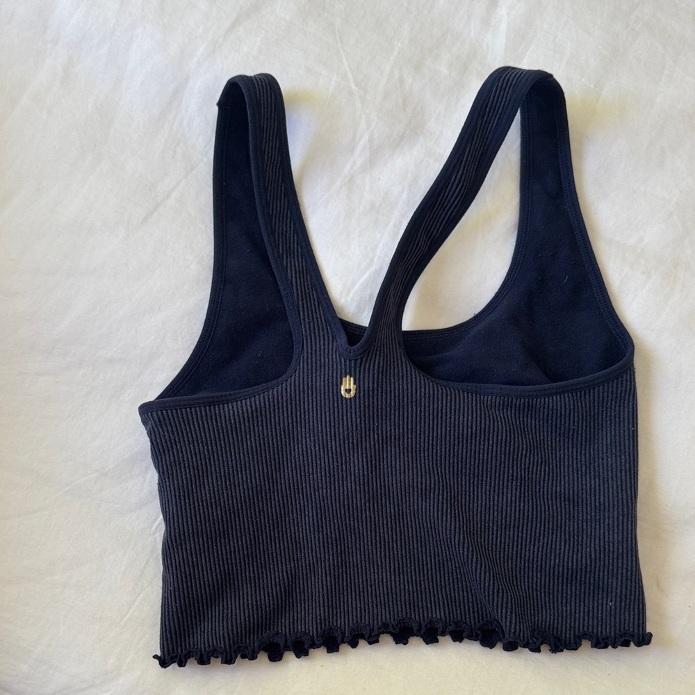 Spiritual gangster Navy Ribbed Cropped bra
